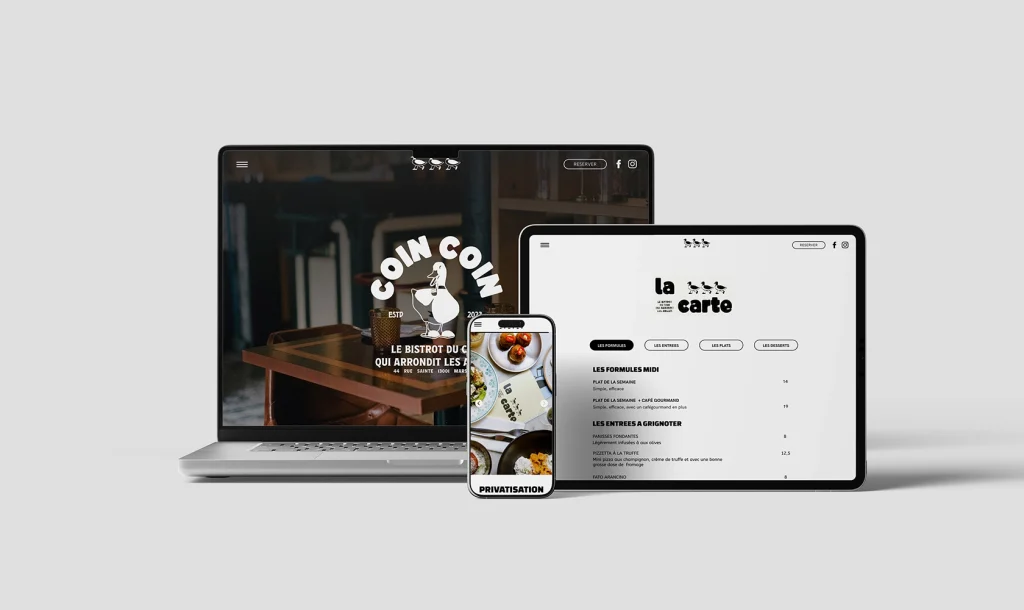 Site internet de Coin Coin Marseille, réalisé par Camille Le Bozec (design, développement et gestion de projet)